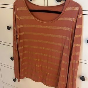 LOFT Gold Striped Long Sleeve